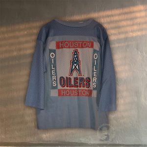 Vintage 1990s Houston Oilers mesh velvet jersey t 90s natural lightly distressed